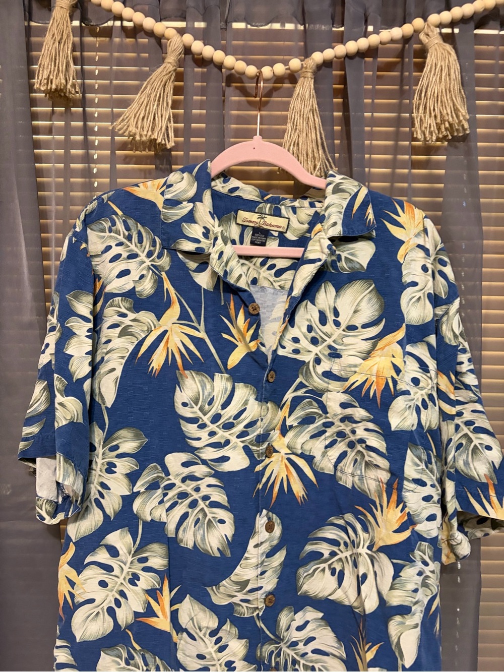 Tommy Bahama Blue Tropical Leaf Short-Sleeve Button-Down
